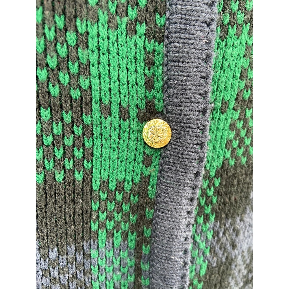 VTG Crystal Kobe Cardigan Womens Sz XL Blue Green Plaid Button‎ Front Sweater - Picture 9 of 12